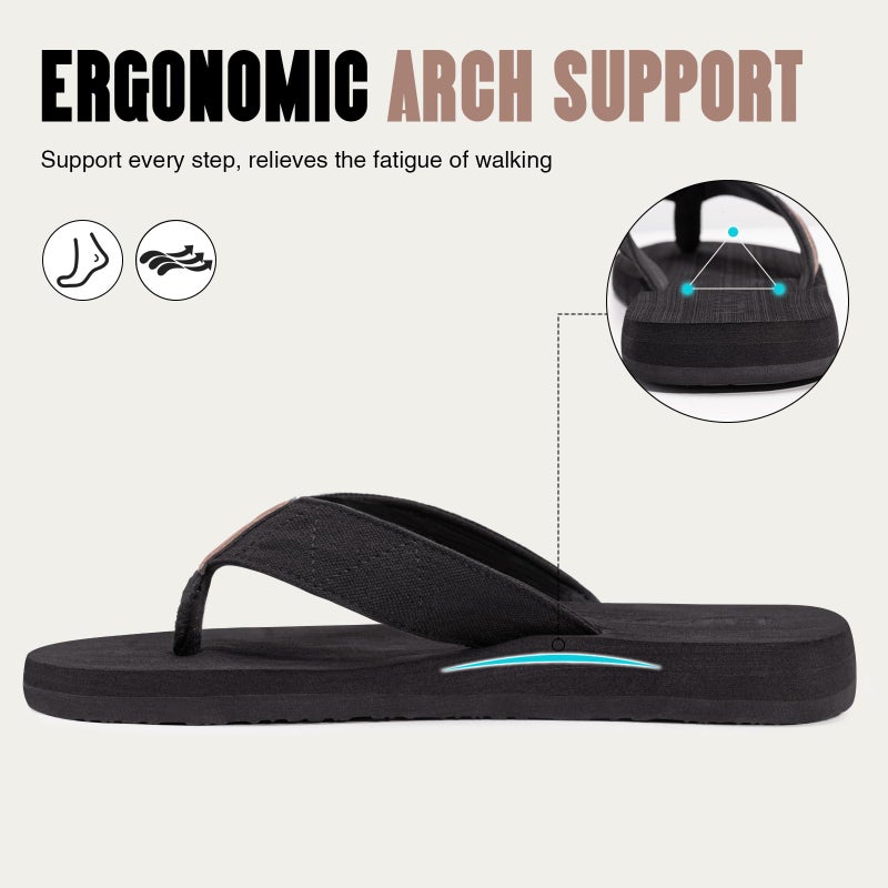 FITORY Men's Flip-Flops, Thongs Sandals Comfort Slippers for Beach Black Size 11 - Image 3